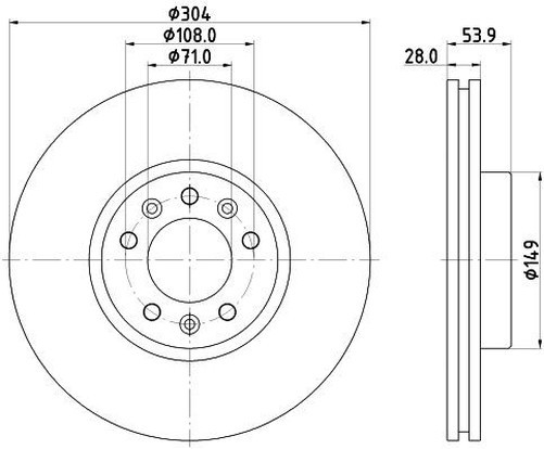 Hella Bremsscheiben Satz Vorne 55872PRO FüR CitroËN C4 Spacetourer OEM-image