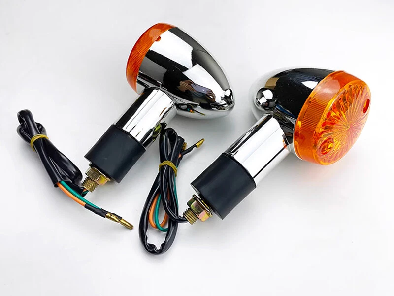 Luces de señal de giro cromadas retro para motocicleta 2 un. para Kawasaki KZ 400 550 650 700 Foto 4 de 4