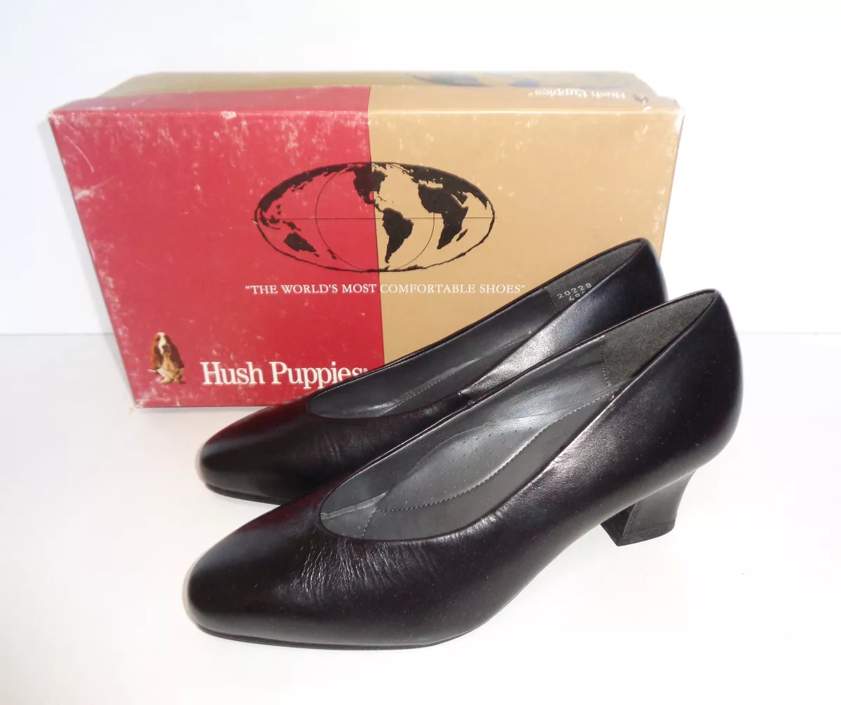 Hush Puppies Ladies New Black Leather Court Heels Womens Shoes UK Size 5