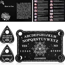 Black Ouija Wooden Board Game Spirit Hunt Planchette Accessories Games Supplies