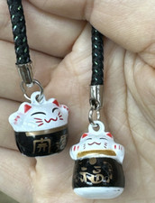 LOT 60pcs good luck cat Jingle Bells DIY Crafts Lanyard Accessories key Chain