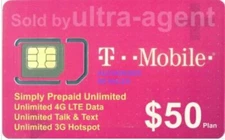 T-Mobile Prepaid SIM $50 Plan Unlimited 4G LTE 30 Days+ $15 Int. Calling Add-on