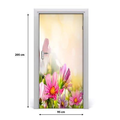 Autocollant De Porte Décoratif Tulup - Motif Fleurs Sauvages, Dimensions 75x205 Cm