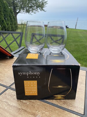 Symphony Glass 20 Oz Stemless Red Wine Glasses- Set Of 4 NIB | eBay