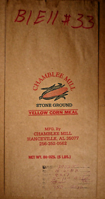 Vintage Sack Paper Bags - CHAMBLEE MILL, CORN MEAL, HANCEVILLE, ALABAMA 2002
