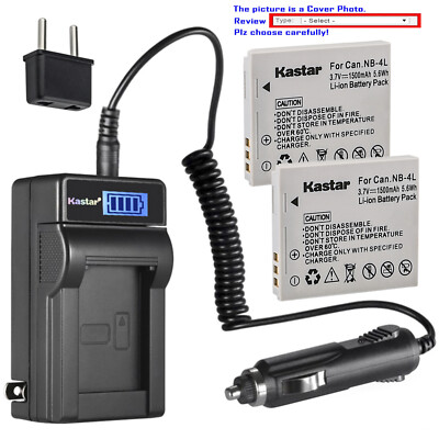 Kastar Battery LCD AC Charger for Canon NB-4L 4LH Canon Digital IXUS 60 IXUS 65
