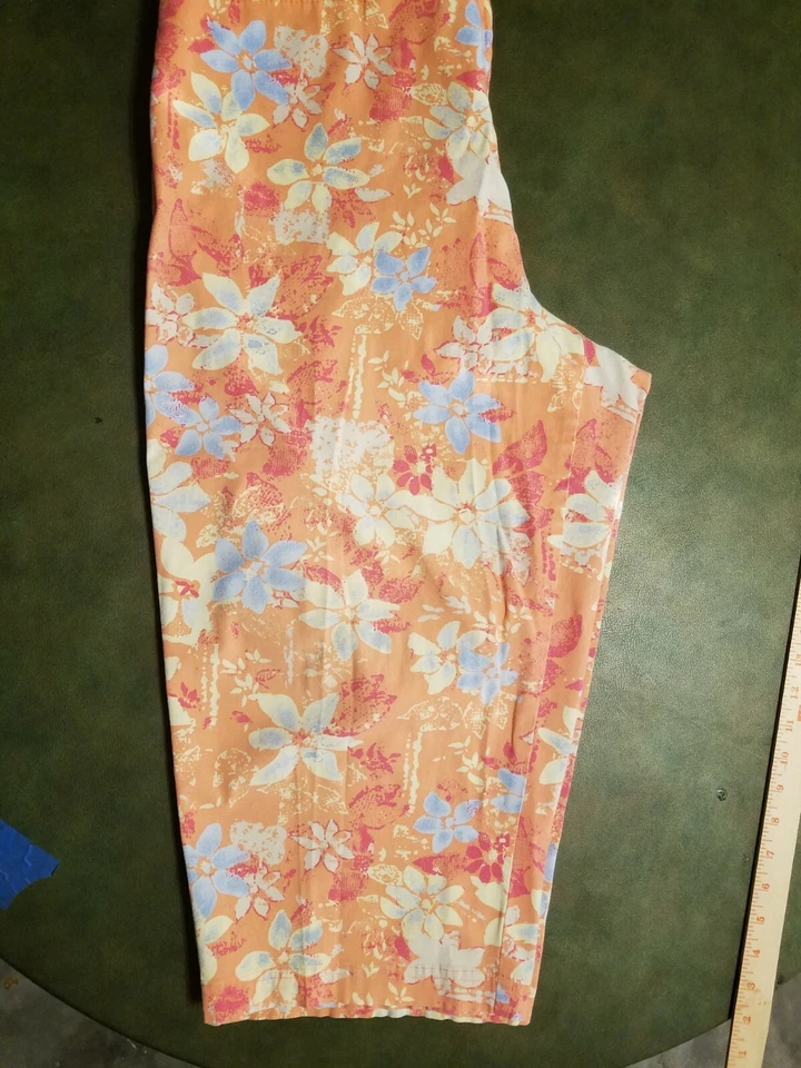 Брюки-капри Sag Harbor женские размер 16 W 34x21 оранжевые с цветочным узором широкие штанины с высоким подъемом на молнии - Изображение 3 из 4