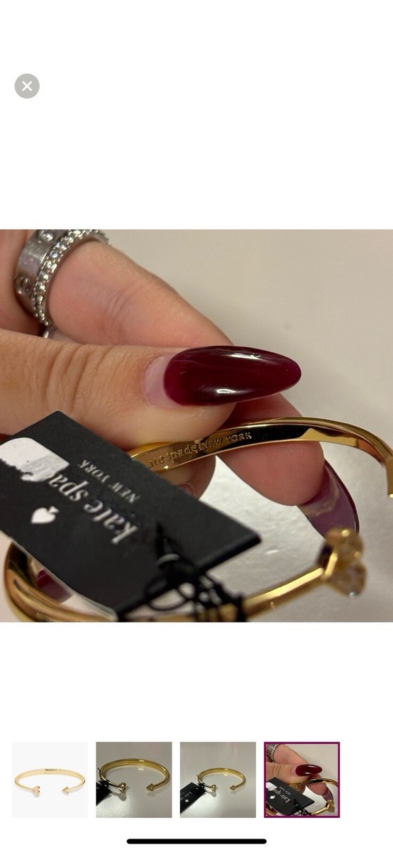 NWT Kate Spade Rock Solid Stone Heart Hinge Cuff K6893 Clear