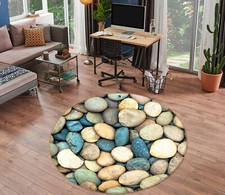 3D Blue Pebbles NBC494647 Game Rug Mat Elegant Photo Carpet Mat Romy