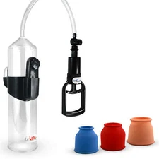 LeLuv Vibrating Penis Pump EasyOp Tgrip with 3 Sizes of Cylinder Sleeves