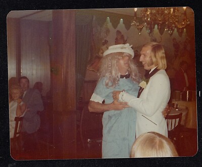 Vintage Photograph Man Dancing w/ Another Man Dressed as Woman - Costume