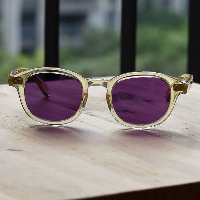 Men purple sunglasses Johnny Depp yellow acetate glasses purplen lens  glasses M