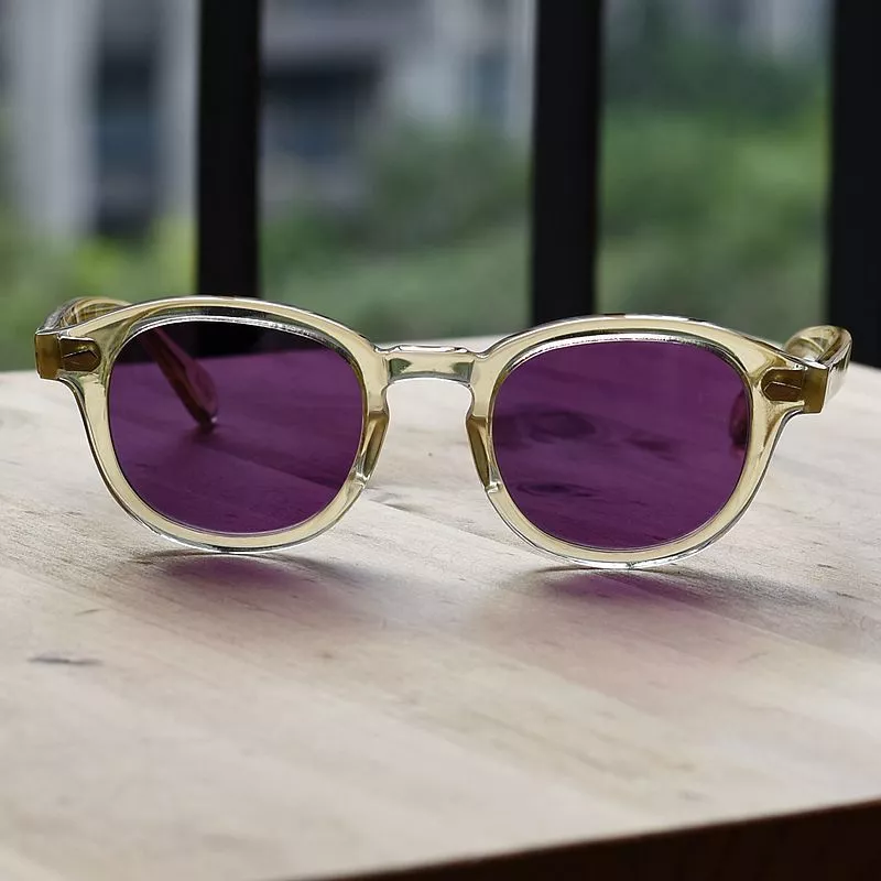 Purple lens sunglasses for men women purple sunglass johnny depp yellow  glass M