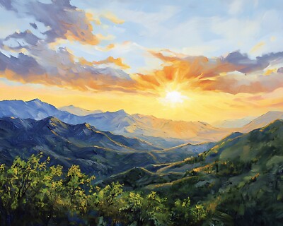 絵画 Mountain at sunset Mountains at Sunset Painting by Bethany Perdue | Saatchi Art