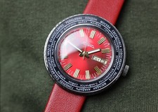 🚀 Wristwatch RAKETA Cities World Time Vintage Men Red Watch cal. 2628.H Rocket