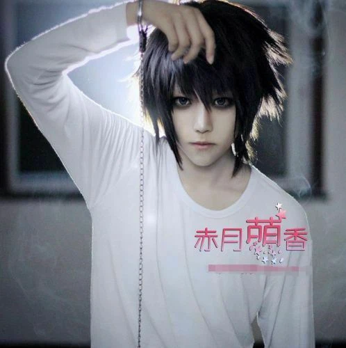 Anime Death Note L Lawliet Cosplay peluca pelo porque accesorio negro de l death note Anime Death Note L Lawliet Cosplay peluca pelo porque accesorio negro
