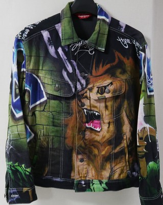 supreme logo denim turnout jacket