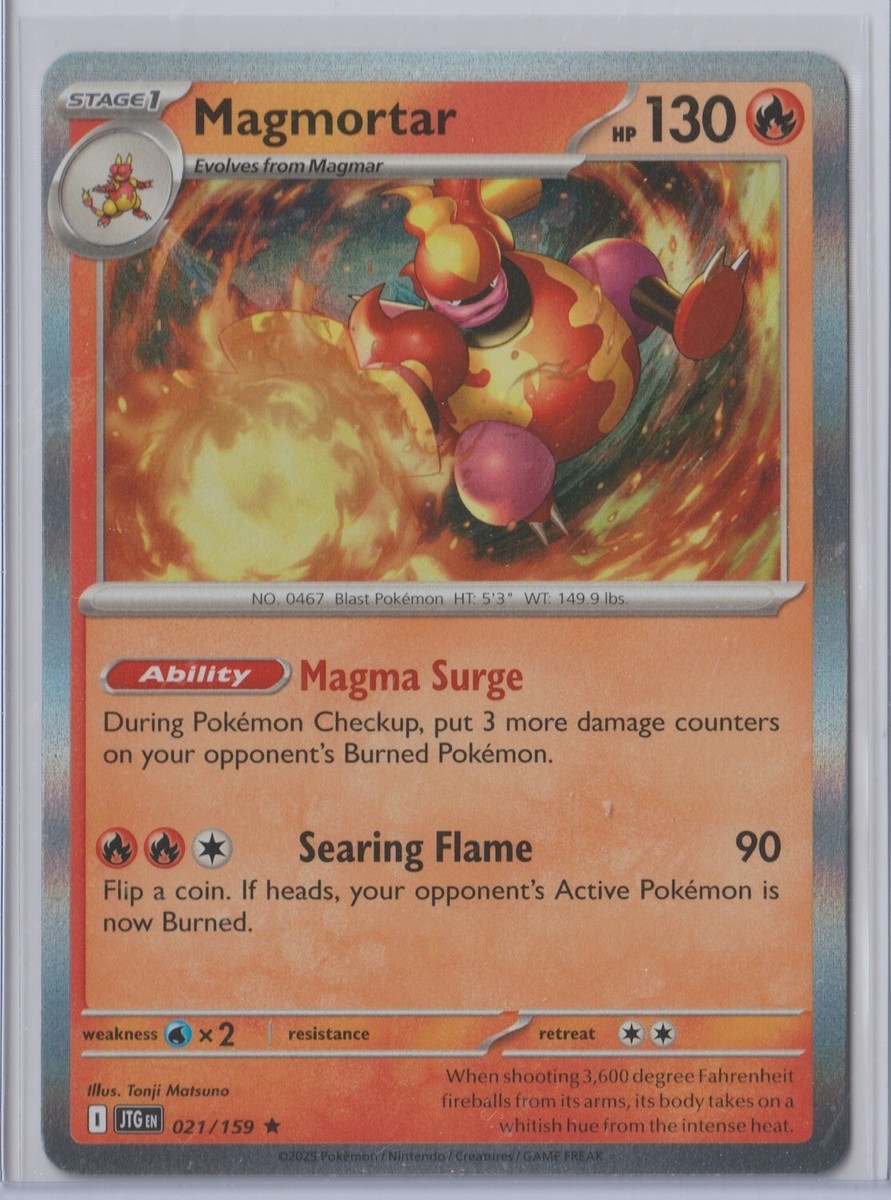 Pokmon 2025 Journey Together MAGMORTAR 021/159 MINT Pack Fresh HOLO