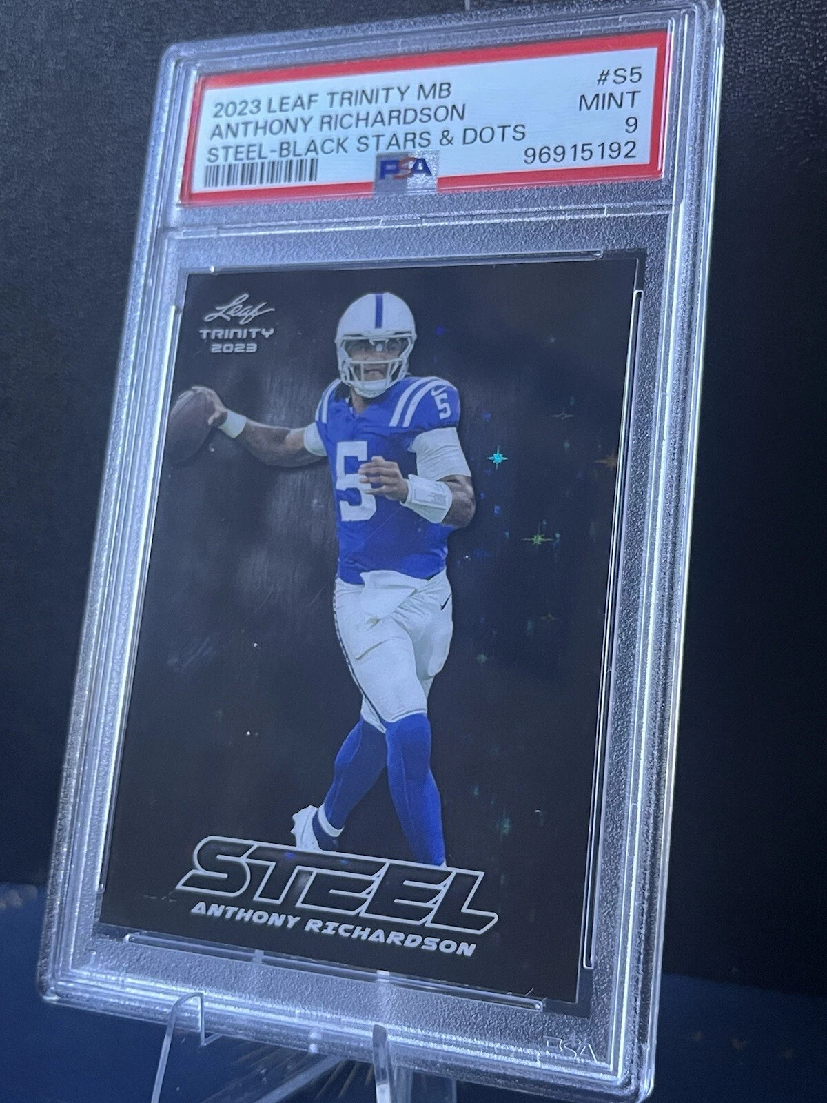 Anthony Richardson Leaf Trinity Mega Box Steel #S5 Black Stars & Dots