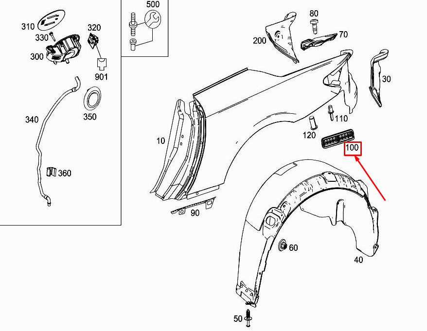 MERCEDES-BENZ SL R231 Entlüftungsklappe für hinteren Kotflügel A2318300442