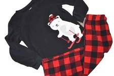 K9 WOW CARTER'S boys 4T Skiing POLAR BEAR Fleece Shirt  Pants Pajamas Set
