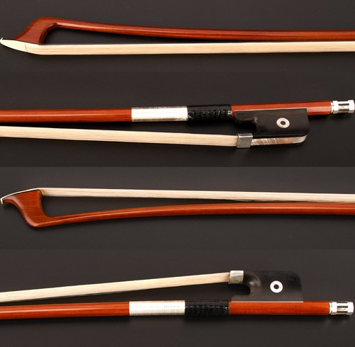 E.Sartory Copy Master Pernambuco Cello Bow 3/4 Ebony Ring Frog Silver Part Stiff - Imagen 4 de 7