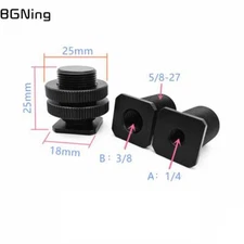 For GoPro 13 Flash to 2 Adapter 3/8" w 1/4" Screw DSLR Tripod Nuts Shoe Hot Mic