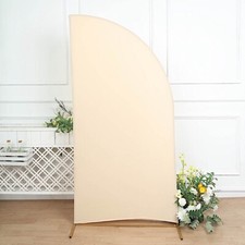 7 ft x 3 ft BEIGE Matte Fitted Spandex Half Moon Arch Stand Cover Wedding