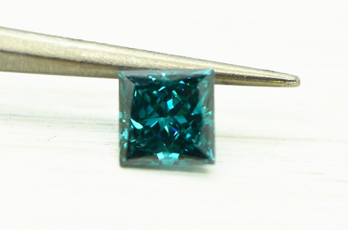 Princess Shape Diamond Loose Fancy Blue Color Certified Enhanced 0.97 Carat VS1 - Picture 8 of 9