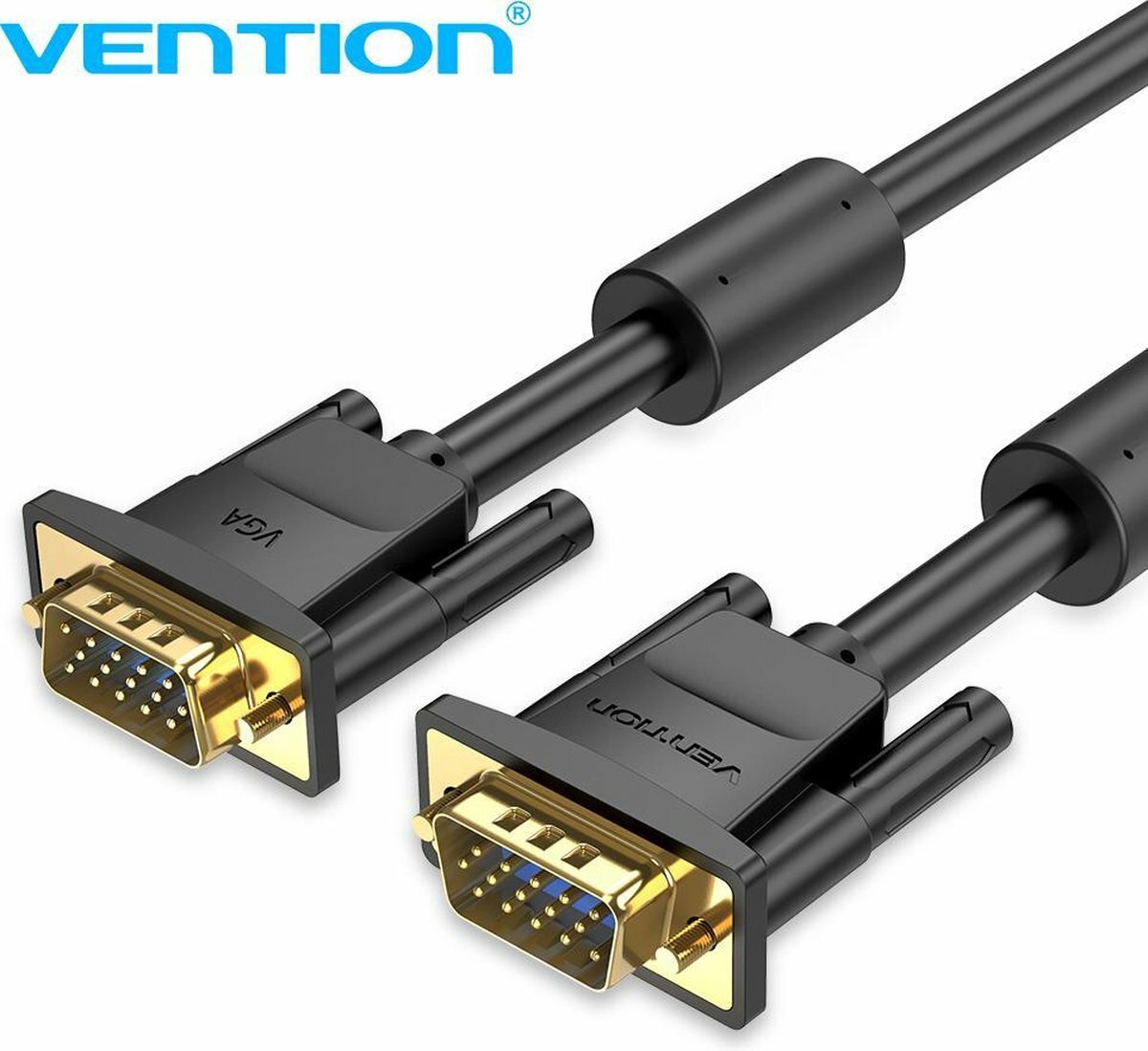 1.5 Meter VENTION VGA (3+6) Male to Male Cable 1080p full hd FERRITE CORES Gold
