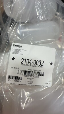 Thermo Scientific 2104-0032 Nalgene Wide-Mouth Lab HDPE Bottles, 1L, 6/PK