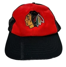 VTG 90s Chicago Blackhawks NHL Hockey Universal Industries Inc SnapBack Mesh Hat