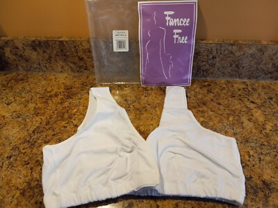 Womens Fancee Free Leisure Bra Front Hook&Loop Closure 2'' wide Strap White Large
