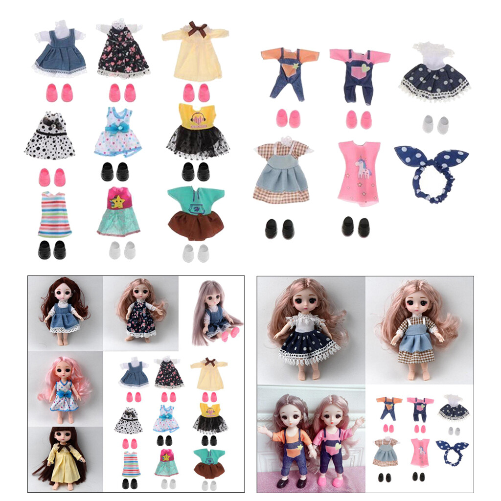 12 Mini Girl Dolls Clothes Outfits 