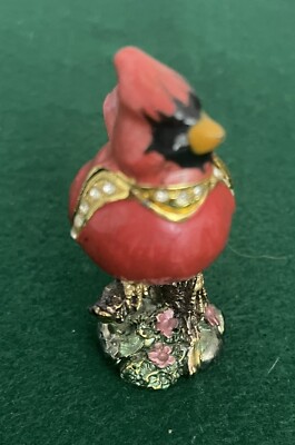 Cardinal Collectable Enameled Jeweled Trinket Box with Austrian ...