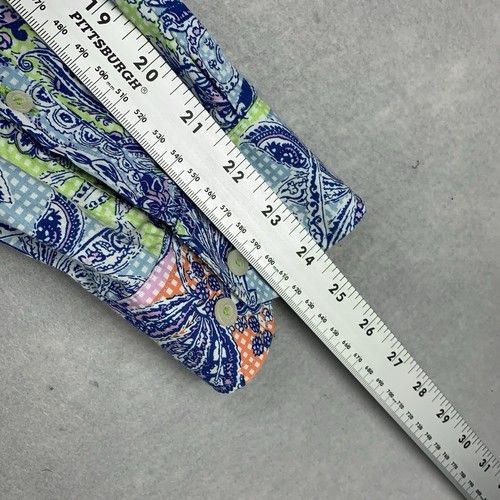 Alan Flusser Shirt Men's XL Colorful Floral Paisley Patchwork Quilt AOP Y2K - Picture 11 of 13
