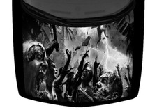 Zombies Reaching Sky Falling Vinyl Hood Wrap Truck Car Graphic Decal Grayscale