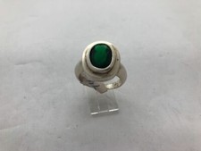 Sterling Silver .925 16mm x 19mm Oval Green / Blue CZ Ring Size 10