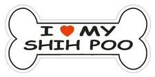 Love My Shih Poo Bumper Sticker or Helmet Sticker D2541 Dog Bone Decal