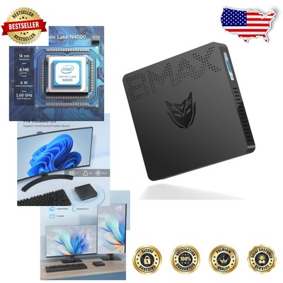 Versatile Mini PC with Intel N4000, 8GB RAM, 128GB Storage, Lightweight Design