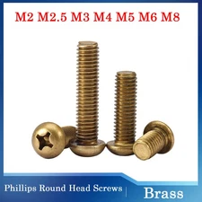 Brass Phillips Round Head Pan head Screws Machine Screws M2 M2.5 M3 M4 M5 M6 M8