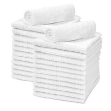 White Cotton Washcloths - Pack of 24 - Super Absorbent Bathroom Face Towels -...