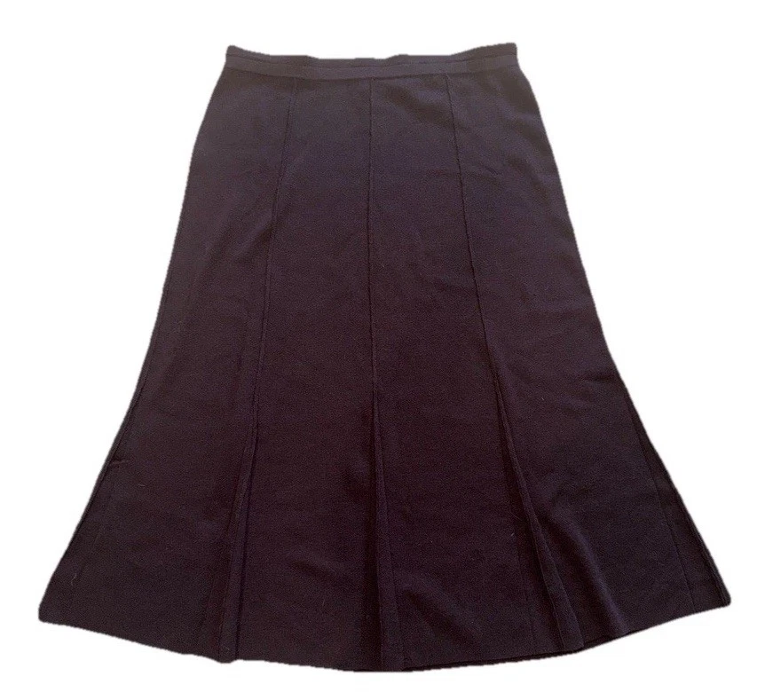 Eileen Fisher 1X Chocolate Brown 100% Wool Pull on Flared Skirt - Image 2 of 4