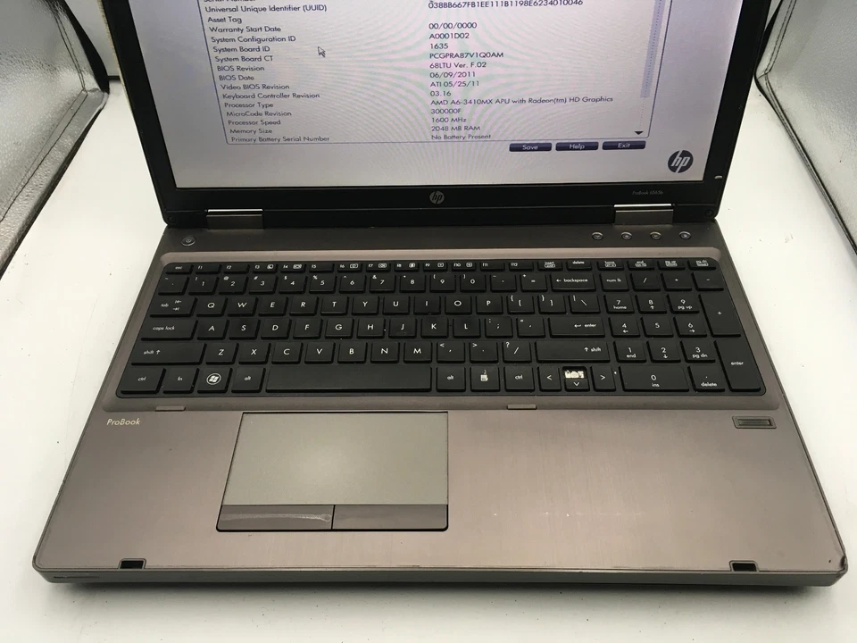 HP PROBOOK 6565B - BOOTS TO BIOS - AMD A6 3410MX - 2GB RAM - 15" - READ DESC -BB - Image 3 of 4