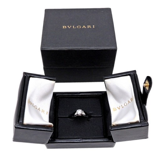 Bvlgari 0.71ct Diamond Glyph Solitaire Ring Pt950 Platinum US 5.5 Used - Picture 9 of 10