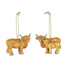 Highland Cow Ornament Set of 2