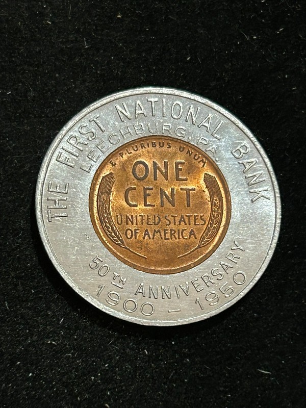 1949D Leechburg Pennsylvania Encased Cent Token First National Bank PA169