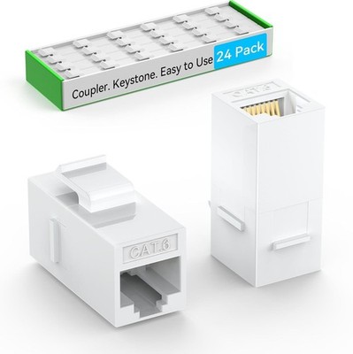 CAT6A RJ45 Keystone Coupler (24 Pack), Cat6 Keystone Jack Female to Female, C...