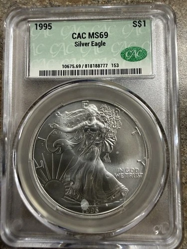 1995 $1 American Silver Eagle Dollar CAC MS 69