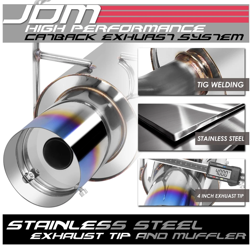 PARA 93-97 HONDA DEL SOL Si EG1 4.5" PUNTA QUEMADA SILENCIADOR SS SISTEMA DE ESCAPE CATBACK Foto 2 de 4